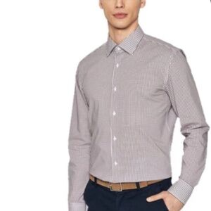Hugo Boss Men’s Button down Shirt Gingham print 100% cotton Luxury Sz 41/16